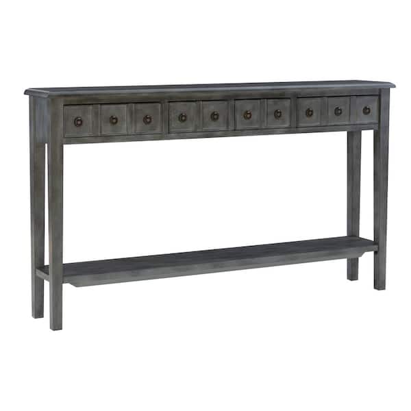 Powell Company Strand 60 in. Gray Rectangle Wood Console Table with Drawers