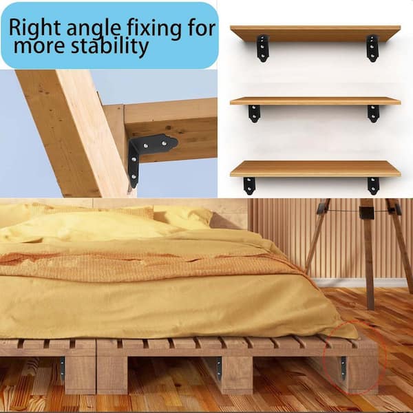 Wuno Shop 2 Pcs 6"x6"x5" Heavy Duty Steel Corner Brackets, 90 Degree Countertop Fireplace Mantel Bracket, L Shelf Bracket, 6x6 Post To Beam Connector, Thickness 1/4"(6 Mm), Max Load 300lb - View #6