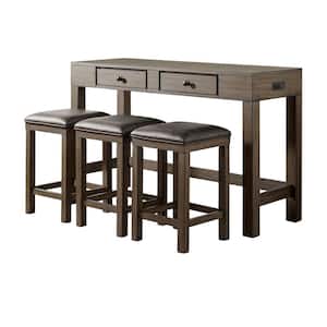 Cohasset 4-Piece Light Walnut and Gray Counter Height Dining Table Set