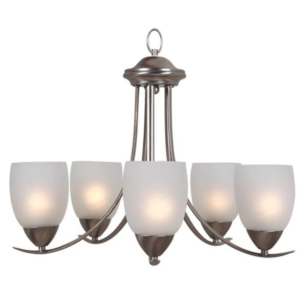 Unbranded Ann 5-Light Brushed Nickel Chandelier with Frosted Glass Shade