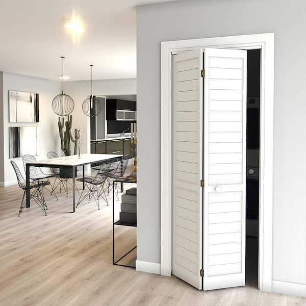 eightdoors 24 in. x 80 in. x 1 in. White Finished Pine Wood Shaker