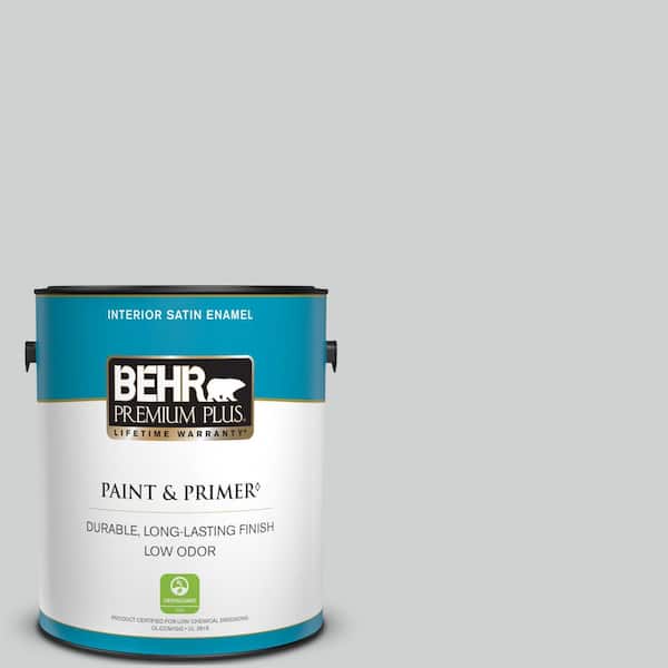 BEHR PREMIUM PLUS 1 gal. #N530-2 Double Click Satin Enamel Low Odor Interior Paint & Primer