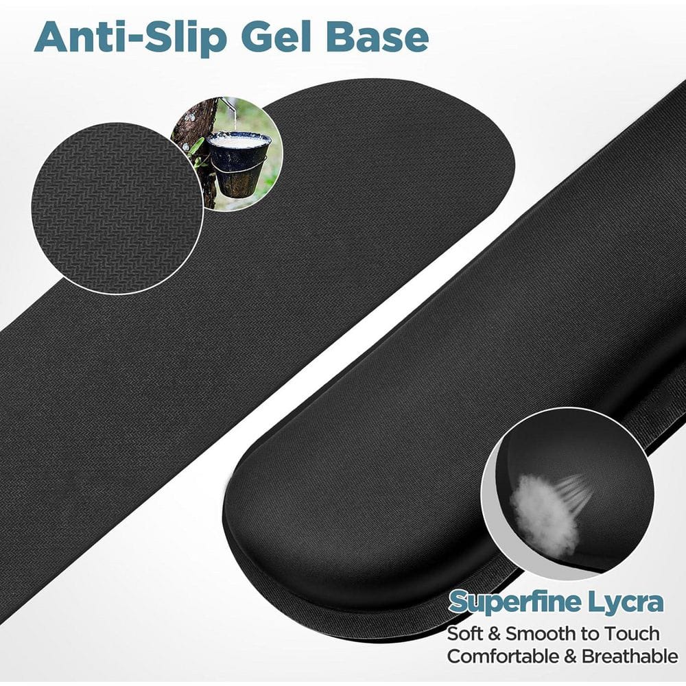 Upgrade Enlarge Silky Gel Memory Foam Wrist Rest for Keyboard and Mouse Black 3 Piece Ergonomic Pain Relief Support - Thumbnail 5