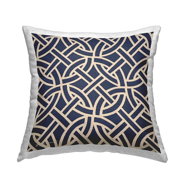 Stupell Industries Blue Linked Circles Pattern Blue Square Outdoor Throw Pillow