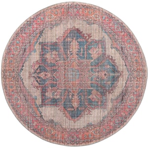 Nostalgia Ella Antique Beige 8 ft. Round Machine Washable Area Rug