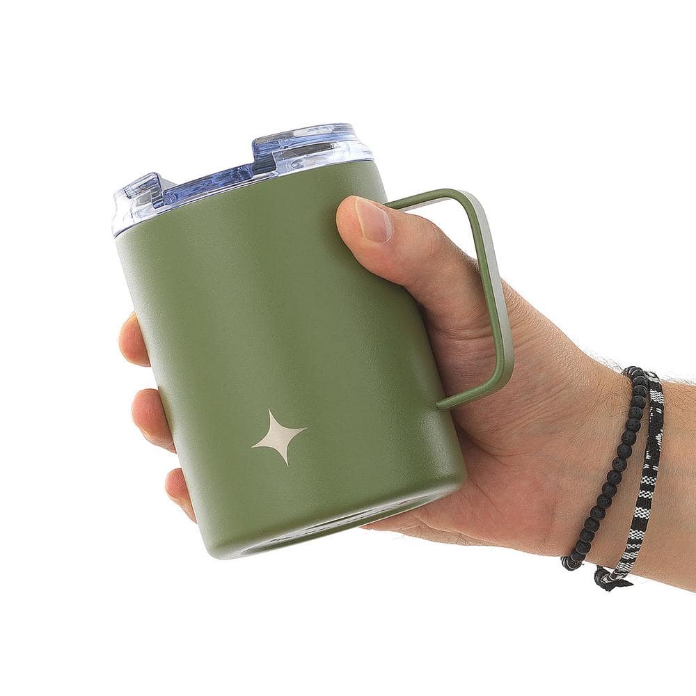 Green Triple Insulated Stainless Steel Travel Tumbler with Handle, 12oz