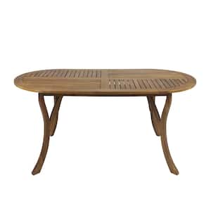 Hermosa Teak Brown Oval Wood Outdoor Patio Dining Table