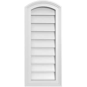 12 in. x 28 in. Arch Top Surface Mount PVC Gable Vent: Functional with Brickmould Frame