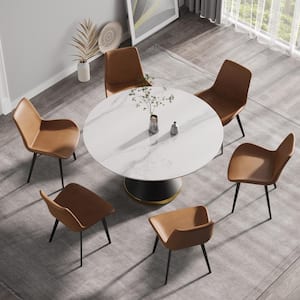 Orange Mid-Century Leather Dining Chair (Set of 8)