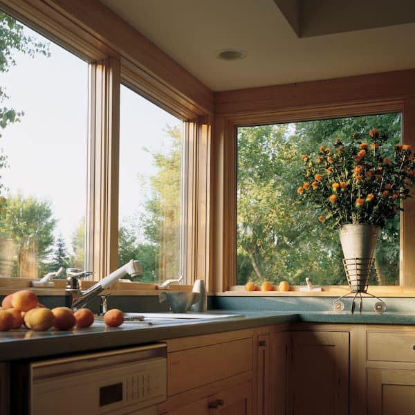 48 in. x 40-13/16 in. 400 Series White Clad Wood Double Casement Window with Pine Interior, Low-E Glass & Stone Hardware