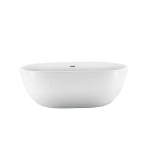 Piper 71 in. Acrylic Flatbottom Non-Whirlpool Bathtub in White with No Holes and Integral Drain