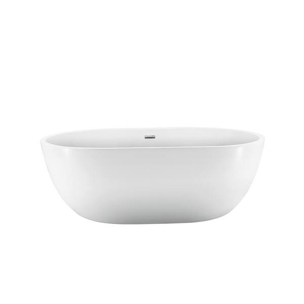 Barclay Products Piper 71 in. Acrylic Flatbottom Non-Whirlpool Bathtub in White with No Holes and Integral Drain