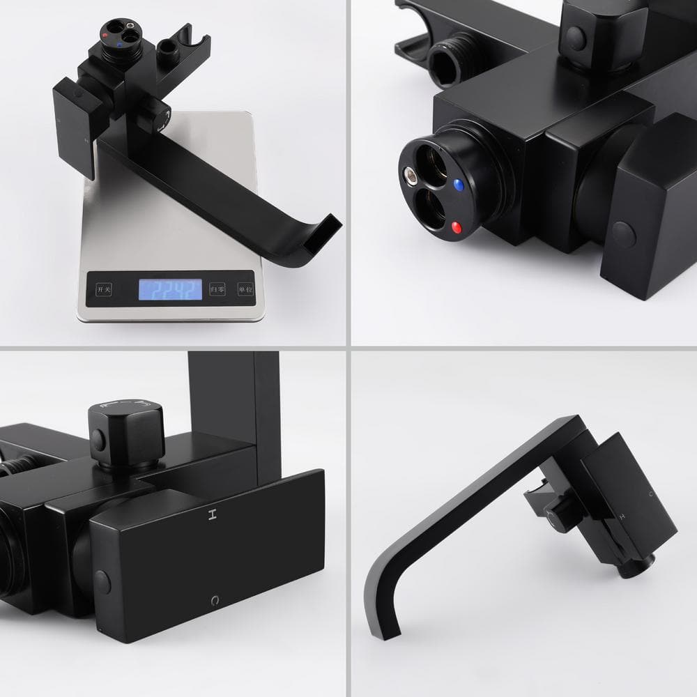 Matte Black Brass Floor-Mounted Freestanding Tub Filler