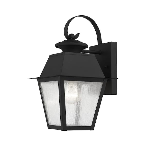 AVIANCE LIGHTING Willowdale 12.5 in. 1-Light Black Outdoor Hardwired Wall Lantern Sconce with No Bulbs Included