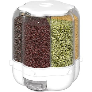 360° Rotating Food Dispenser Rice & Grain Storage Container with Lid Moisture Resistant Household for Kitchen in Black