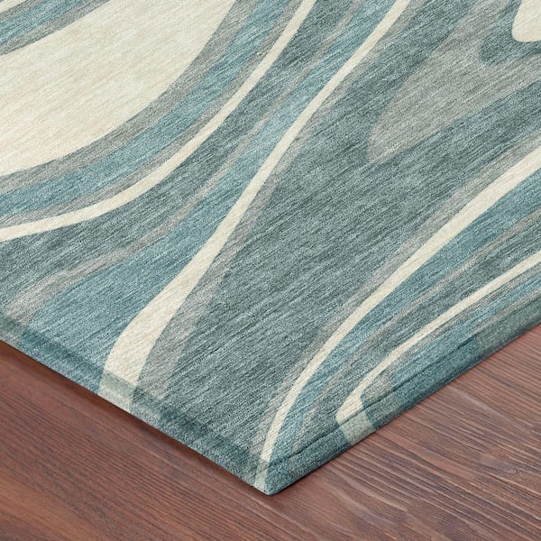 Chantille Machine Washable Indoor/Outdoor Abstract ACN2493 Teal 5 ft. x 7 ft. 6 in. Area Rug