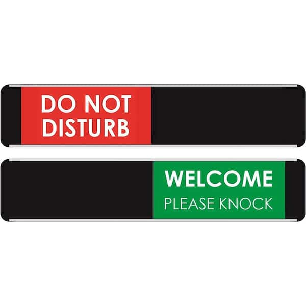 SECO Meeting Room-Do Not Disturb or Welcome Please Knock, Sliding Aluminum, Wall Decor, 2 in. x 10 in. Black/Green/Red