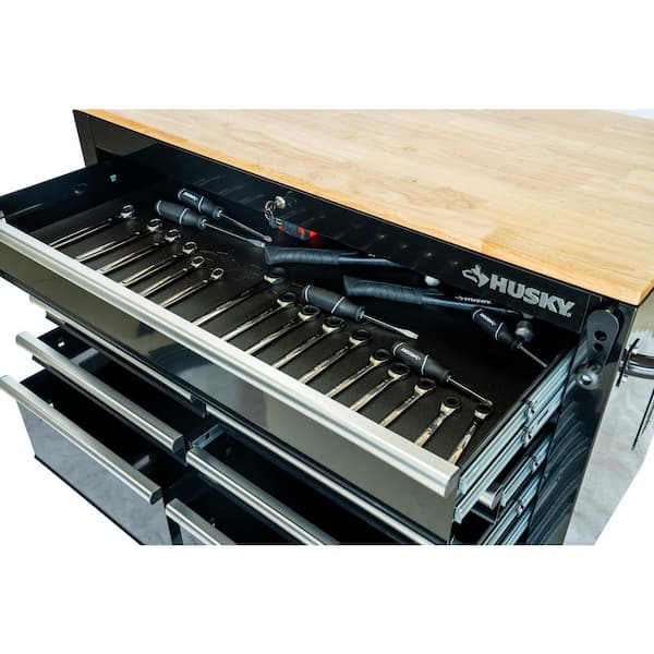 Husky 46 in. x 25 in. D 9-Drawer Mobile Workbench with Adjustable