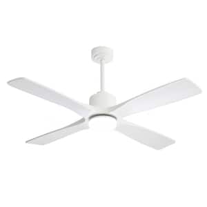 54 in. Solid Wood Indoor White Ceiling Fan with Light