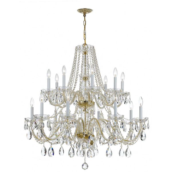 Crystorama Traditional Crystal 16-Light Polished Brass Crystal Chandelier