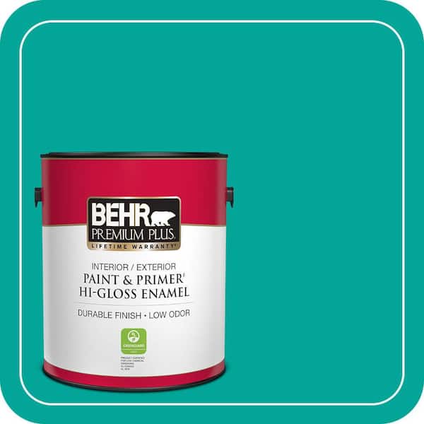 BEHR PREMIUM PLUS 1 gal. Home Decorators Collection #HDC-MD-22 Tropical Sea Hi-Gloss Enamel Interior/Exterior Paint & Primer