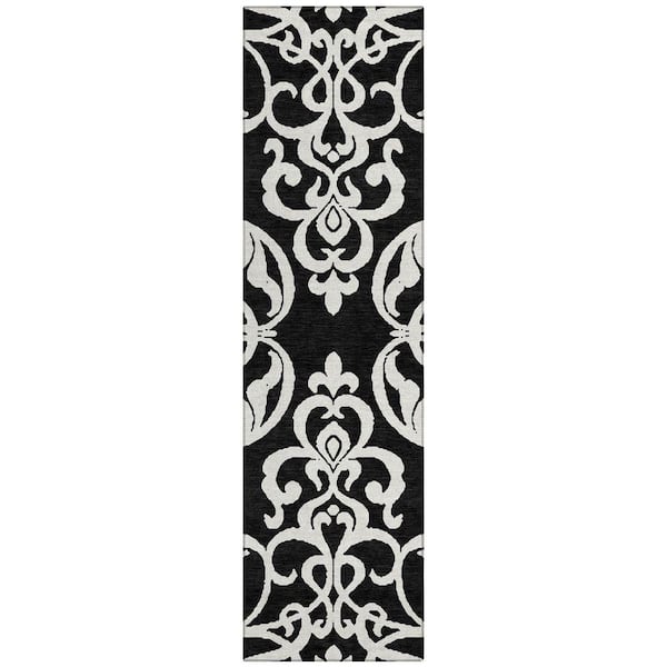 Chantille Machine Washable Indoor/Outdoor Abstract ACN973 Black 2 ft. 3 in. x 7 ft. 6 in. Area Rug