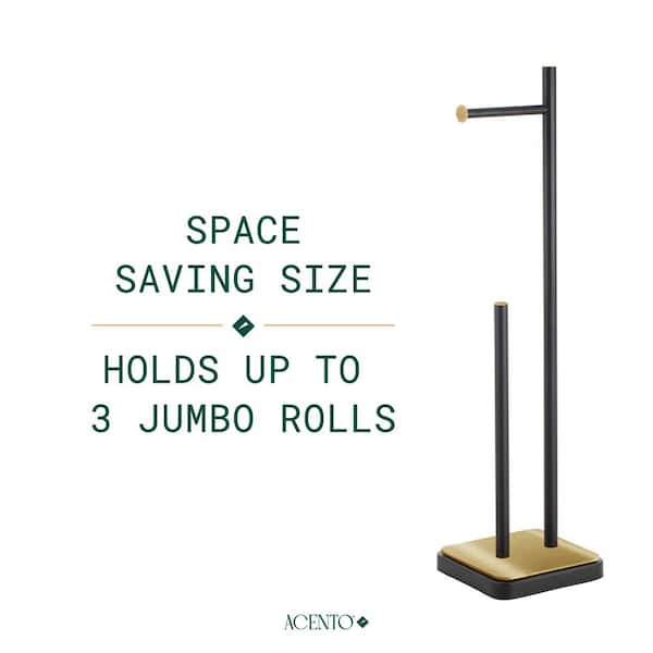 ACENTO Premium Freestanding Toilet Paper Holder in Matte Black and