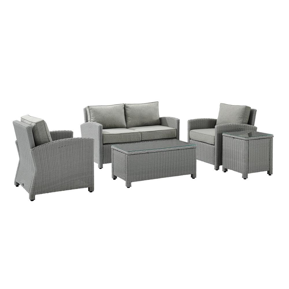 Bradenton Gray 5-Piece Wicker Patio Conversation Set with Gray Cushions price history on PriceWatchPro