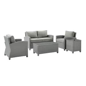Bradenton Gray 5-Piece Wicker Patio Conversation Set with Gray Cushions