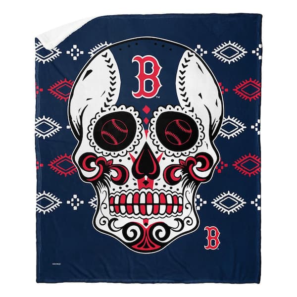 THE NORTHWEST GROUP MLB Red Sox Candy Skull Silk Touch Sherpa Multicolor Throw