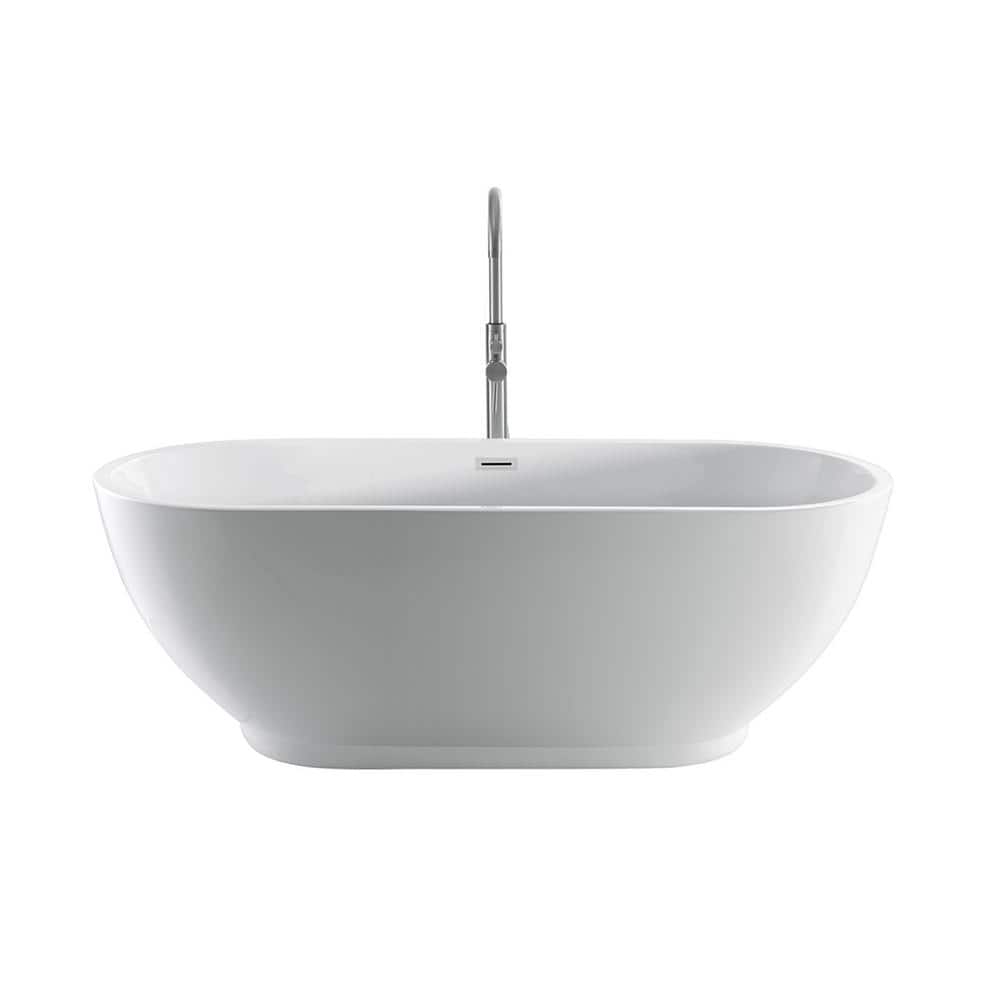 Radcliff 67 in. Acrylic Flatbottom Non-Whirlpool Bathtub in White with Integral Drain in Matte Black price history on PriceWatchPro
