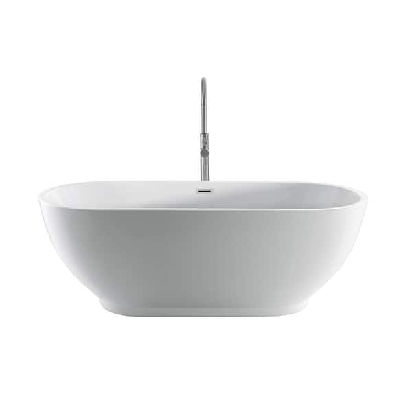 Barclay Products Radcliff 67 in. Acrylic Flatbottom Non-Whirlpool Bathtub in White with Integral Drain in Matte Black