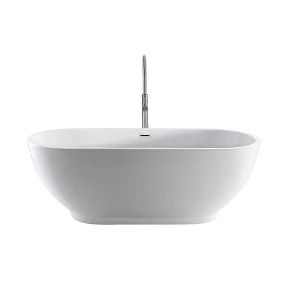 Barclay Products Radcliff 67 in. Acrylic Flatbottom Non-Whirlpool Bathtub in White with Integral Drain in White