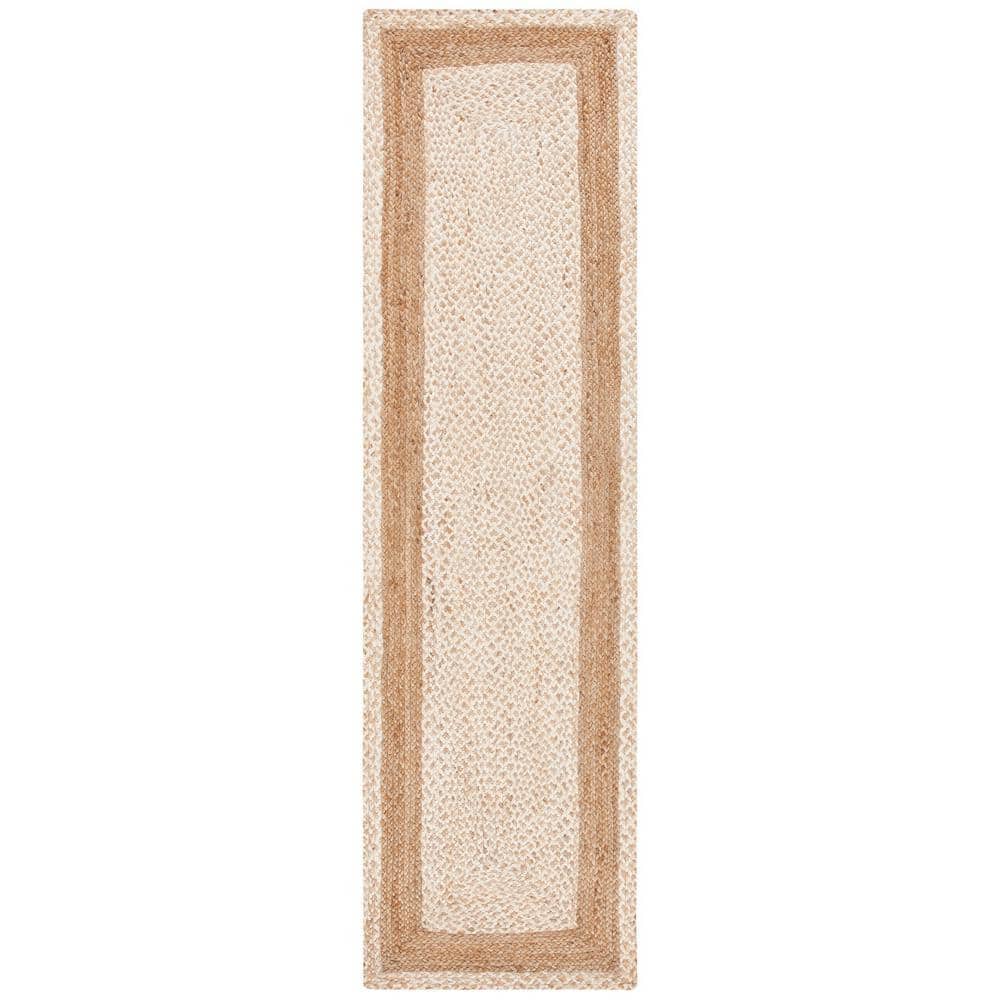 SAFAVIEH Natural Fiber Beige 2 ft. x 9 ft. Woven Border Runner Rug ...