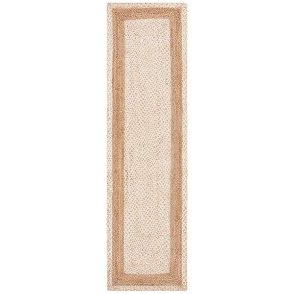 SAFAVIEH Natural Fiber Beige 2 ft. x 9 ft. Woven Border Runner Rug