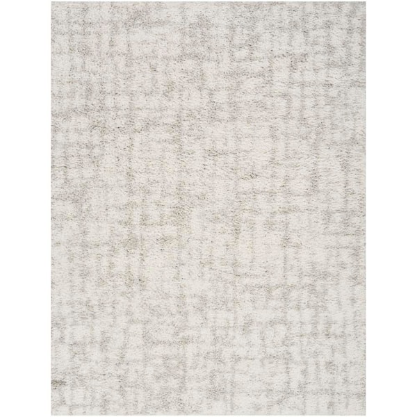 Modern Shag Ivory Grey 4 ft. x 6 ft. Abstract Contemporary Area Rug