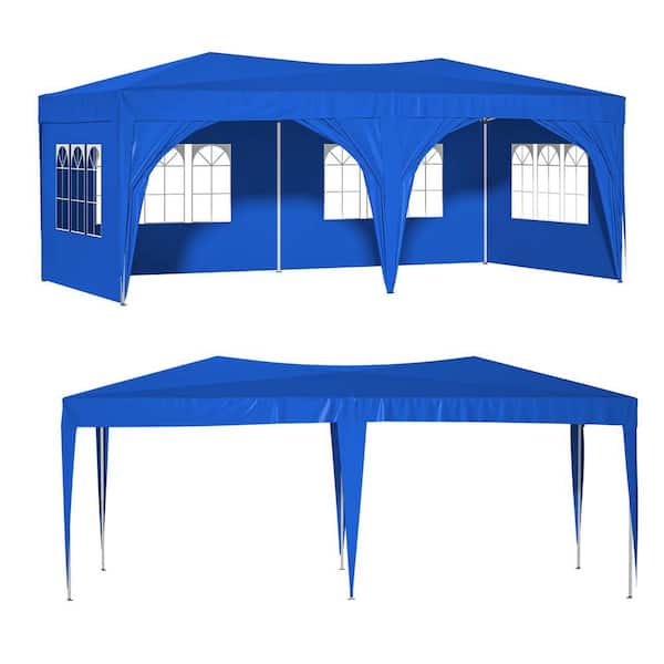 10 ft. x 20 ft. Blue Pop Up Outdoor Canopy Tent Portable Folding Canopy Party Tent with 3 Adjustable Heights