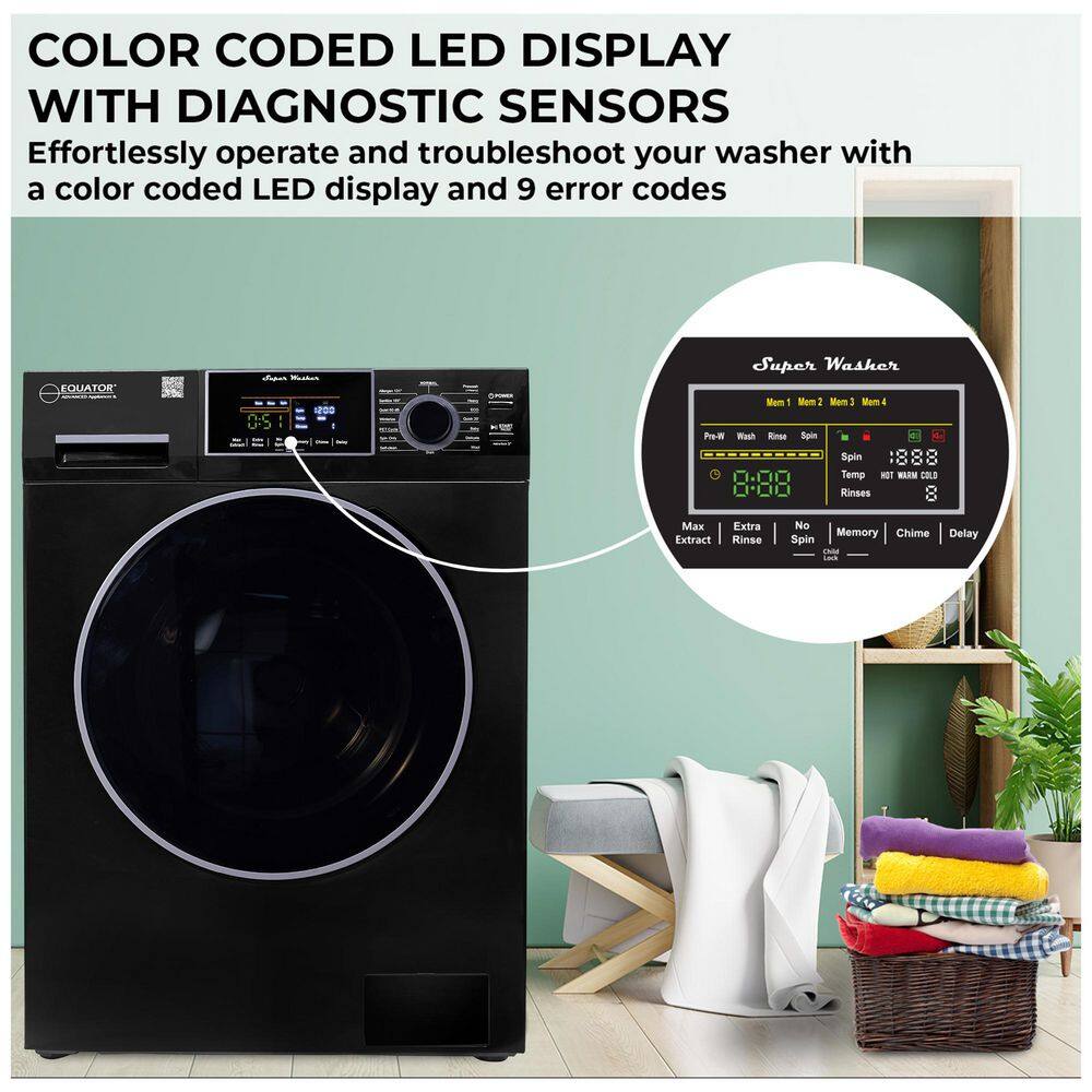 Equator Black 1.62 cu.ft. Front Load Washer with 16 Programs