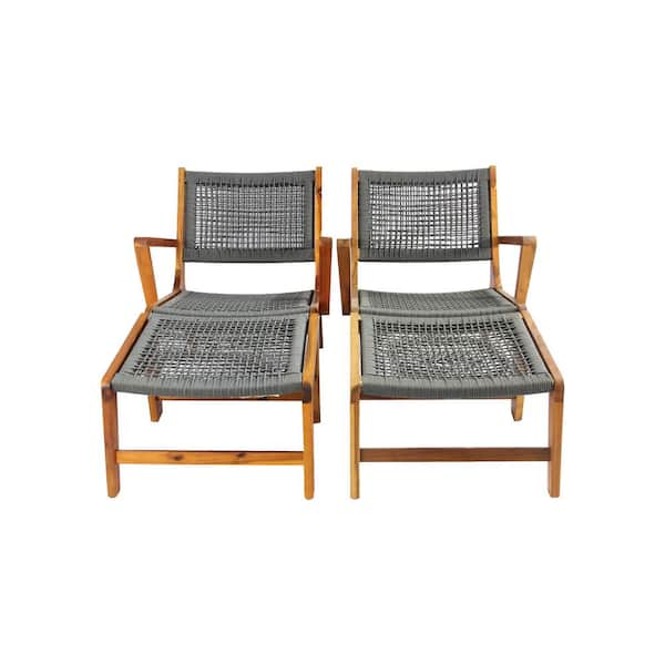 MADE 4 HOME Twin Sevilla Chairs with Footrest Acacia Wood with