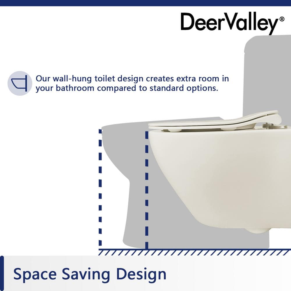 Beige Ceramic Wall-Hung Elongated Toilet with Slow-Close Seat