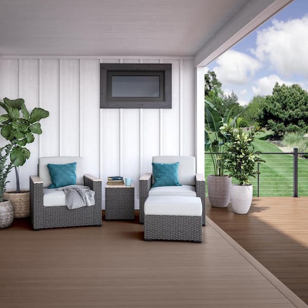 Porch Flooring 1 in. x 3-1/2 in. x 12 in. Chicory Brown Tongue and Groove Composite Deck Board Sample