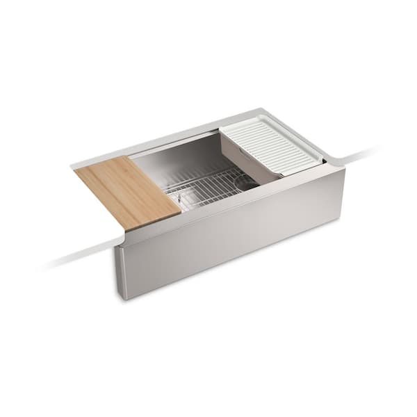 Strive 35-1/2 in. Undermount Single Bowl Stainless Steel Workstation Kitchen Sink