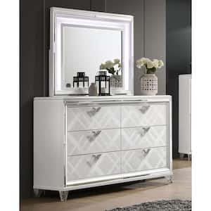Rusconi 6-Drawer White Dresser with Mirror (78.5 in. H x 64.38 in. W x 17.75 in. D)