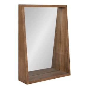 Hutton 24 in. x 18 in. Classic Rectangle Framed Rustic Brown Wall Mirror