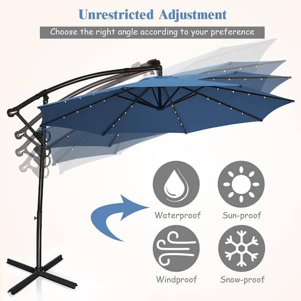 Costway 10 ft. Aluminum Offset Cantilever Solar Tilt Patio