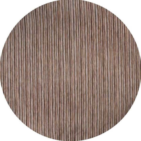 Finn Modern Farmhouse Pinstripe Natural/Brown 6 ft. 7 in. Round Indoor/Outdoor Area Rug