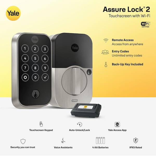 Yale Assure Lock 2; Keyless Smart Door Lock with Wi-Fi and Fingerprint Access; Black Suede