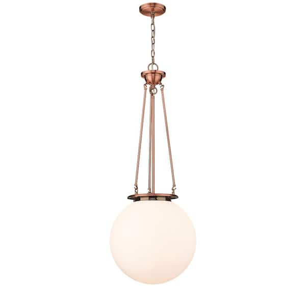 Beacon 100-Watt 1-Light Antique Copper Shaded Mini Pendant Light with Painted Glass Shade