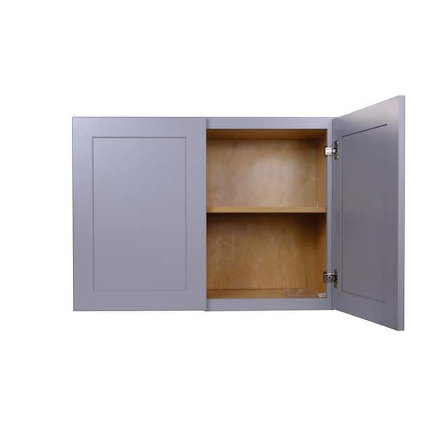 Bremen Cabinetry Bremen 36 in. W x 24 in. D x 21 in. H Gray Plywood Assembled Wall Fridge Kitchen Cabinet with Soft-Close