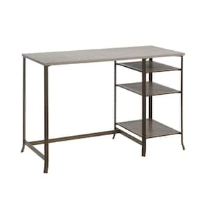 Center City 46.929 in. W Champagne Oak Single Ped Desk with Metal Frame